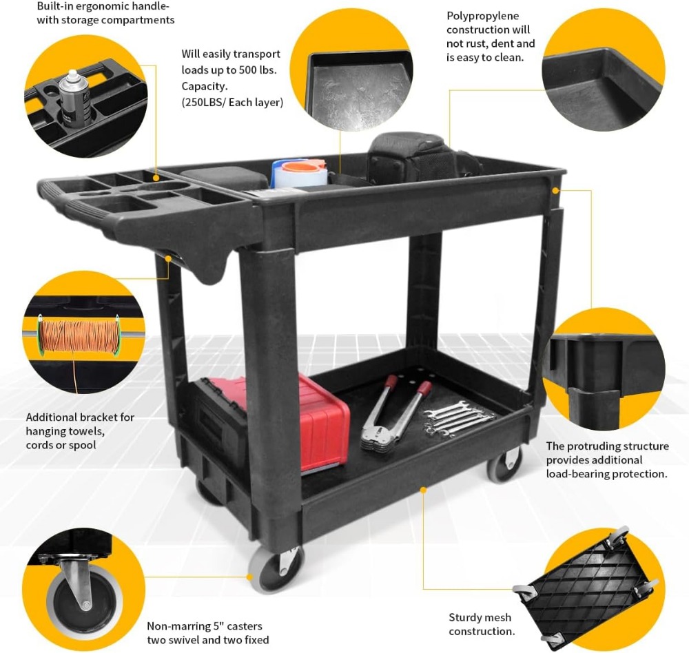 Heavy Duty 2-Shelf Service Car - Workshop Tools Shelf ulasan dan harga