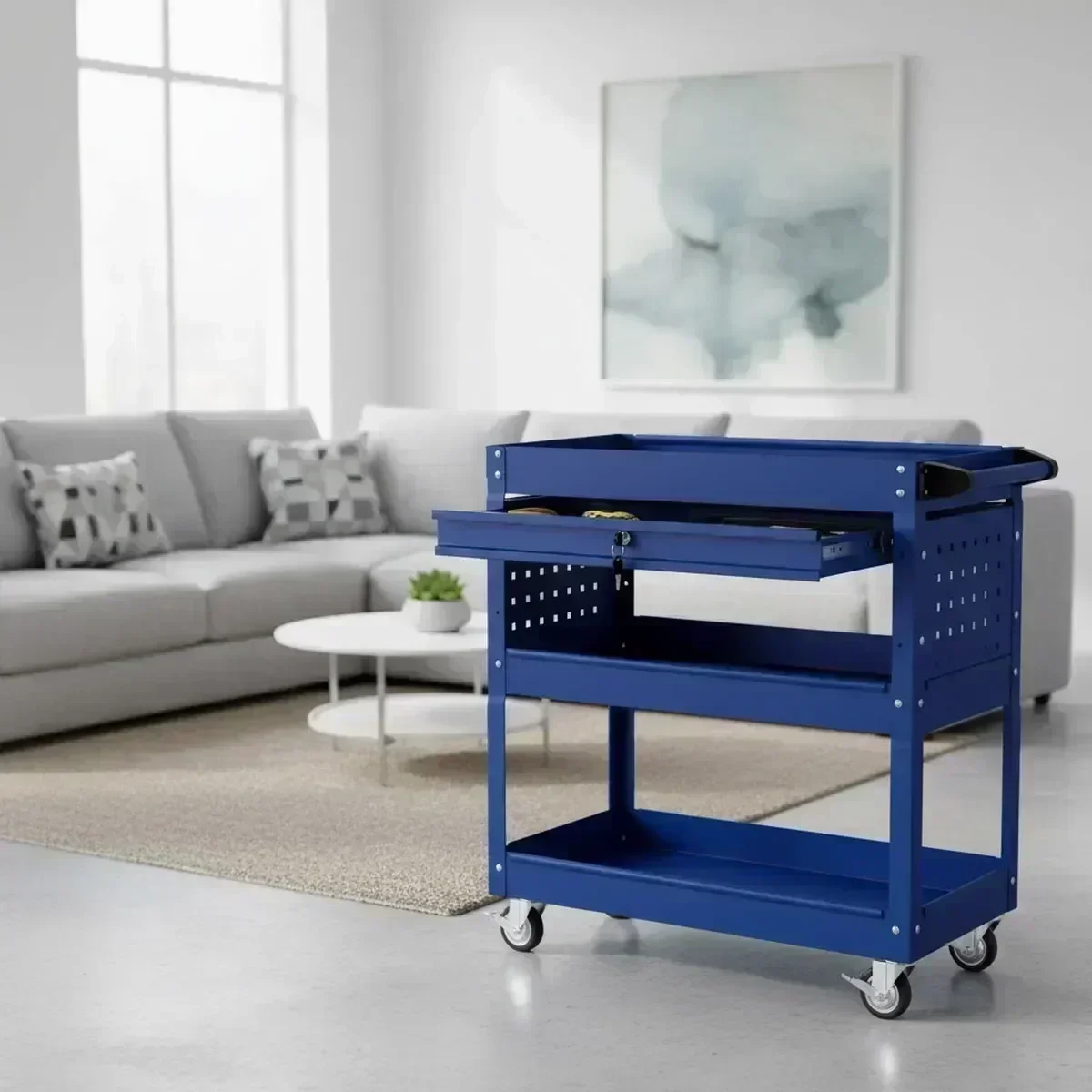 3 Shelf Rolling Tool Cart Lock - Workshop Tools Shelf ulasan dan harga