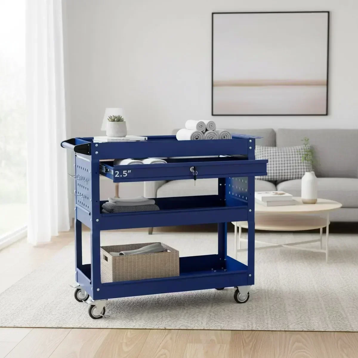 3 Shelf Rolling Tool Cart Lock - Workshop Tools Shelf ulasan dan harga
