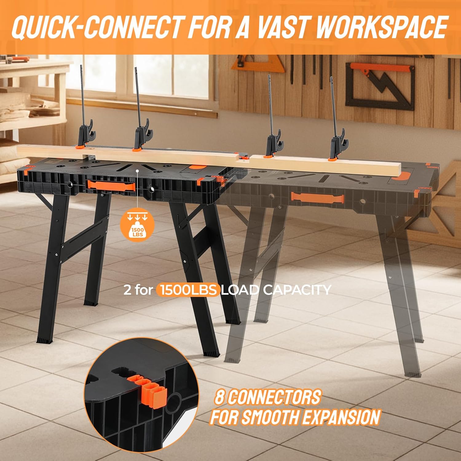 Folding Work Bench with Clamps - Workbench Portable Fold ulasan dan harga