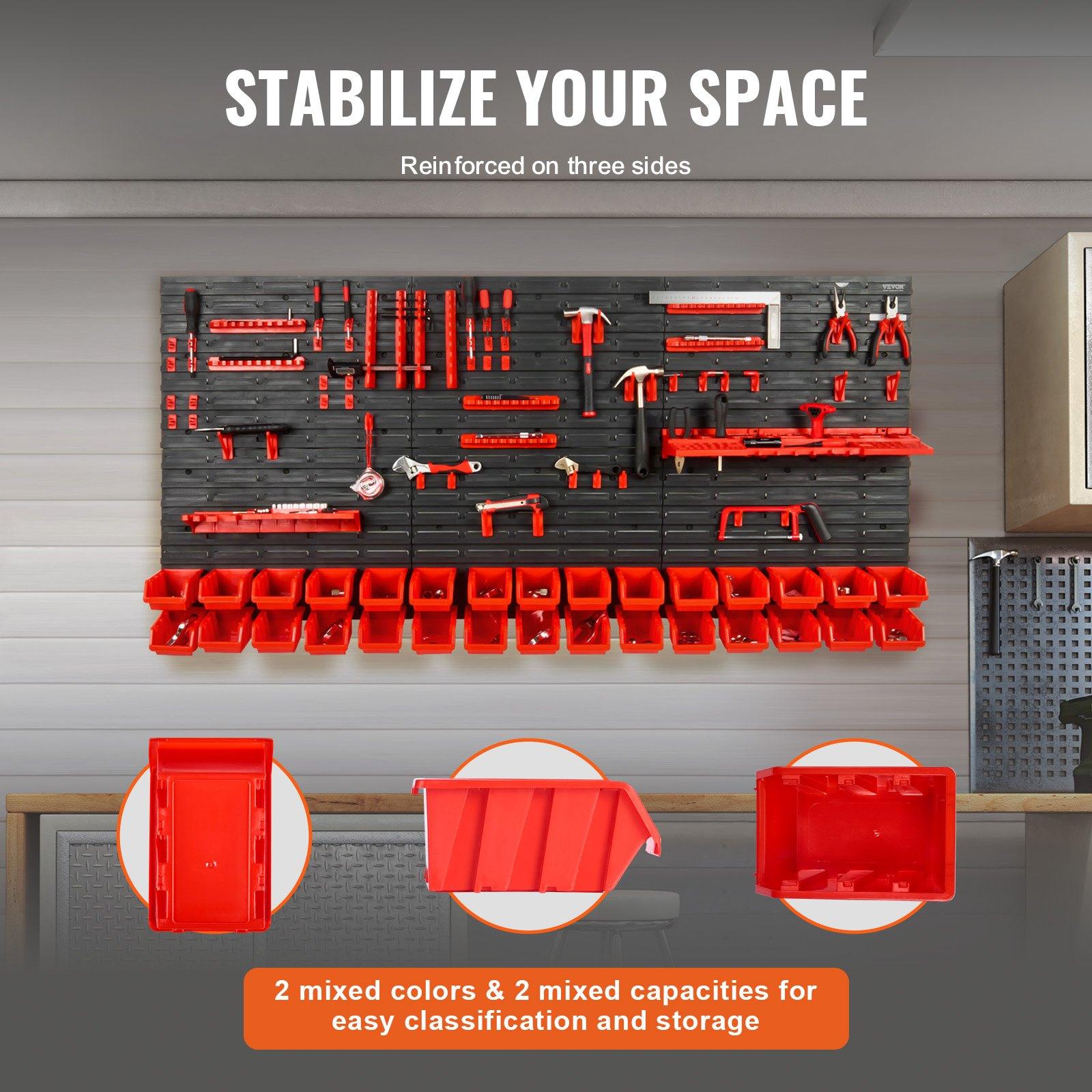 Wall Mounted 30-Bin Hardware O - Workshop Tools Shelf ulasan dan harga